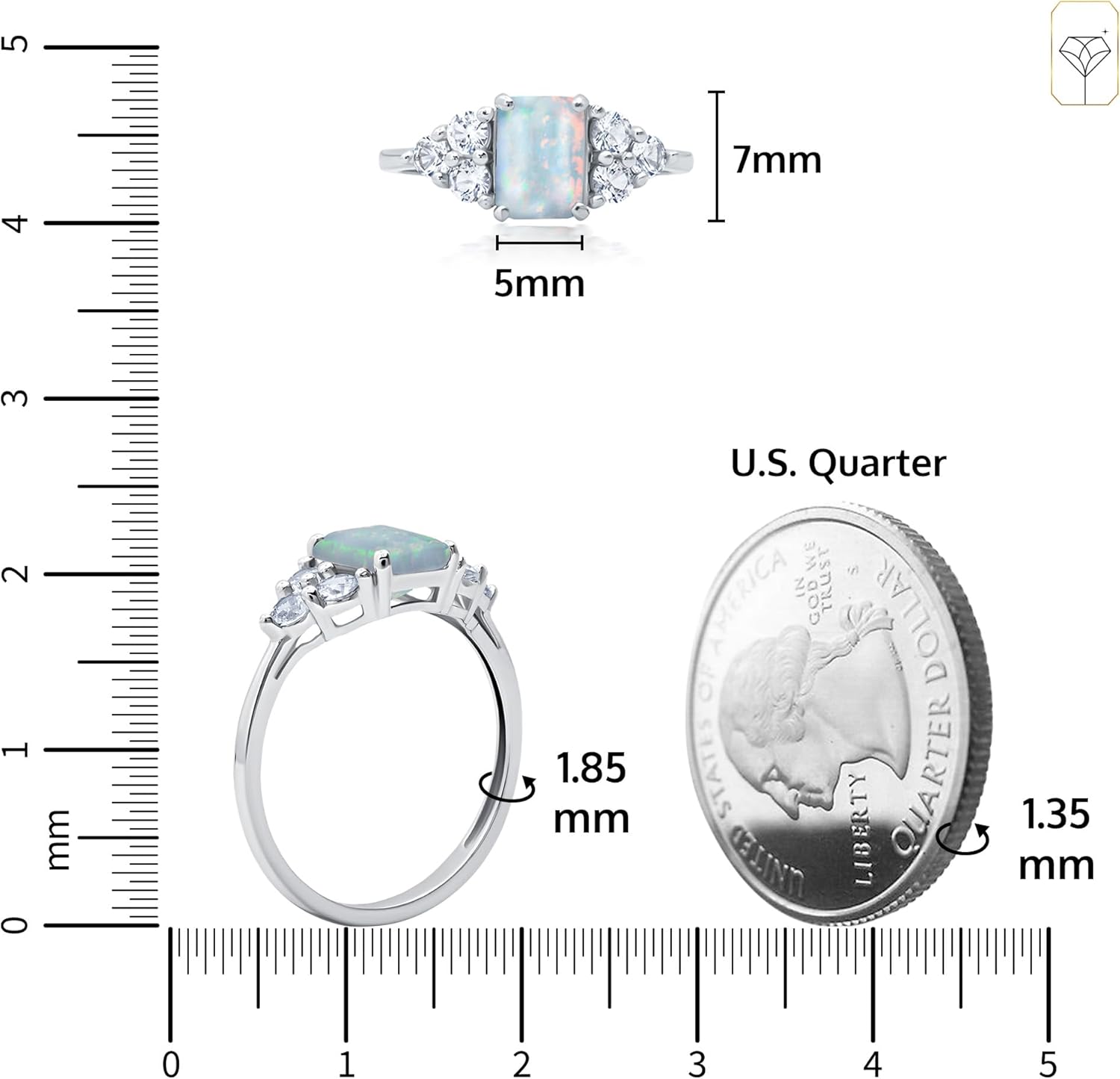 MAX + STONE 10k Gold Gemstone Rings for Women | Emerald Cut Birthstone Ring Anniversary Ring | Anti Tarnishing Cocktail Ring with Gift Box in Size 5 to 9 - Image 4