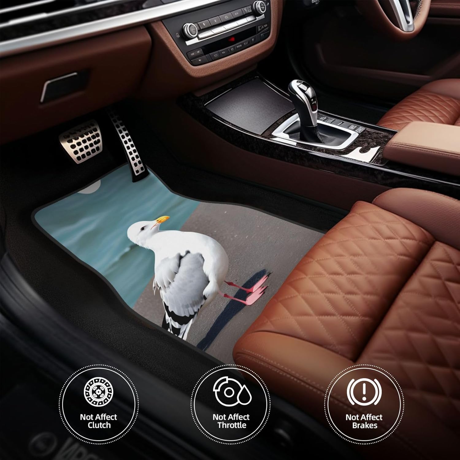 Cute seagull Patterned car mats 4-piece set | For cars/SUVs/trucks | Firm fit without displacement