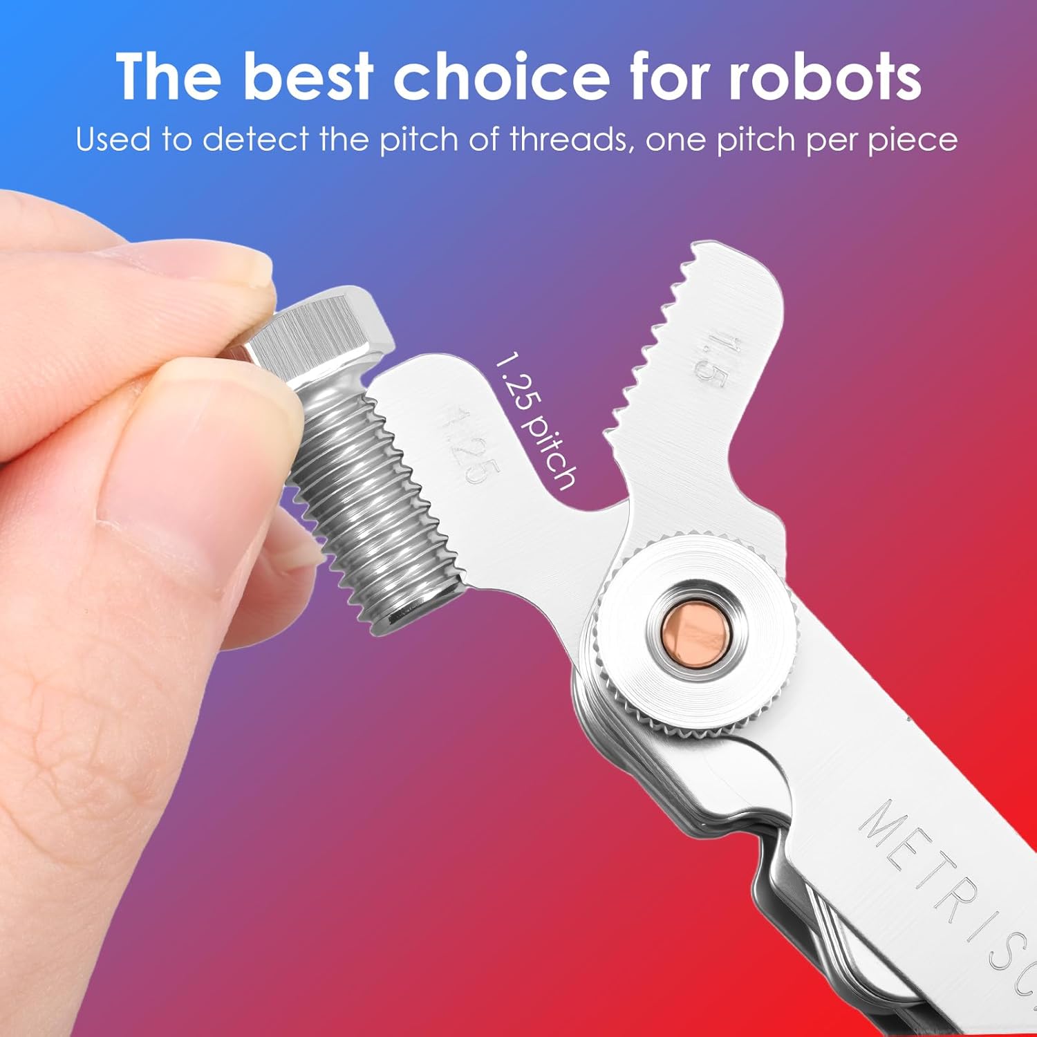 52-Piece Nut and Bolt Thread Checker + Thread Gauge Set, 28 SAE (Blue) and 24 Metric (Red) with 58-Blade Pitch Gauge, Portable Bolt Size Finder for Tight Spaces, Mechanics Repairs, and DIY Projects