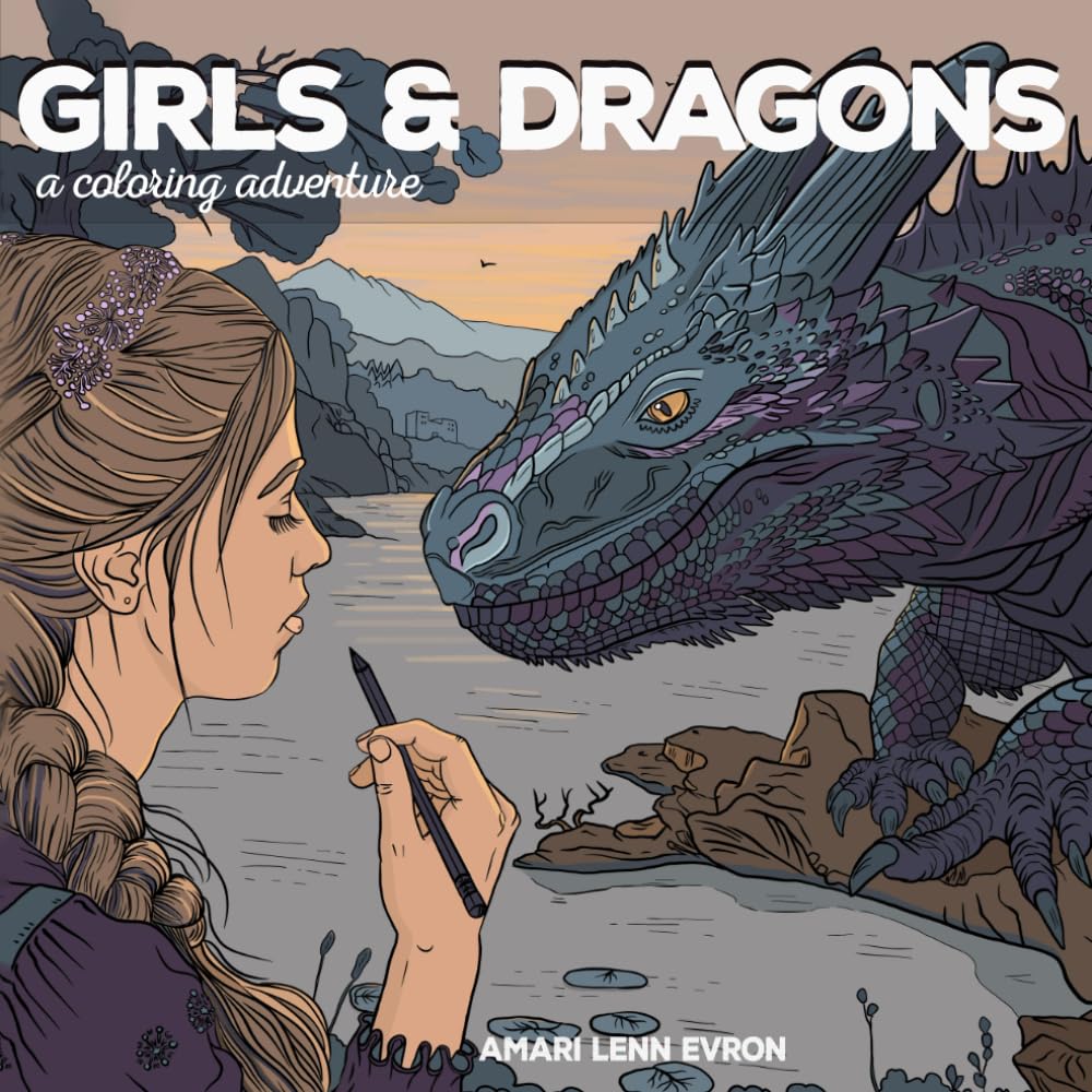Girls and Dragons: a colouring adventure