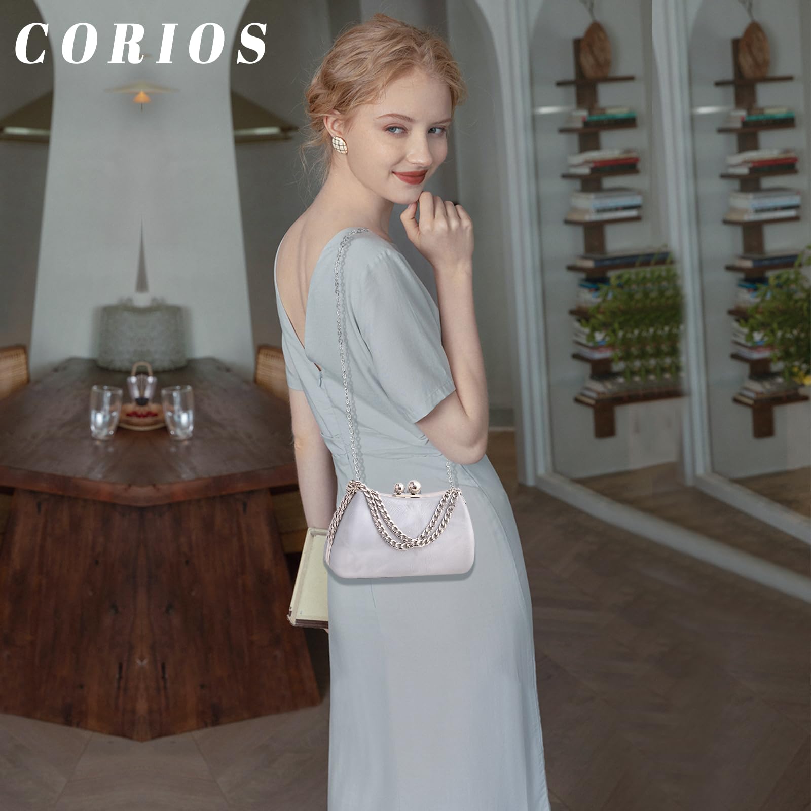 Bolso de Noche para Mujer Clutch de Mármol Bolso de Boda Bolsa de Noche Moda Cartera de Mano Elegante Bolso de Hombro Bolsos Bandolera para Fiesta de Graduación Banquete Boda Plata