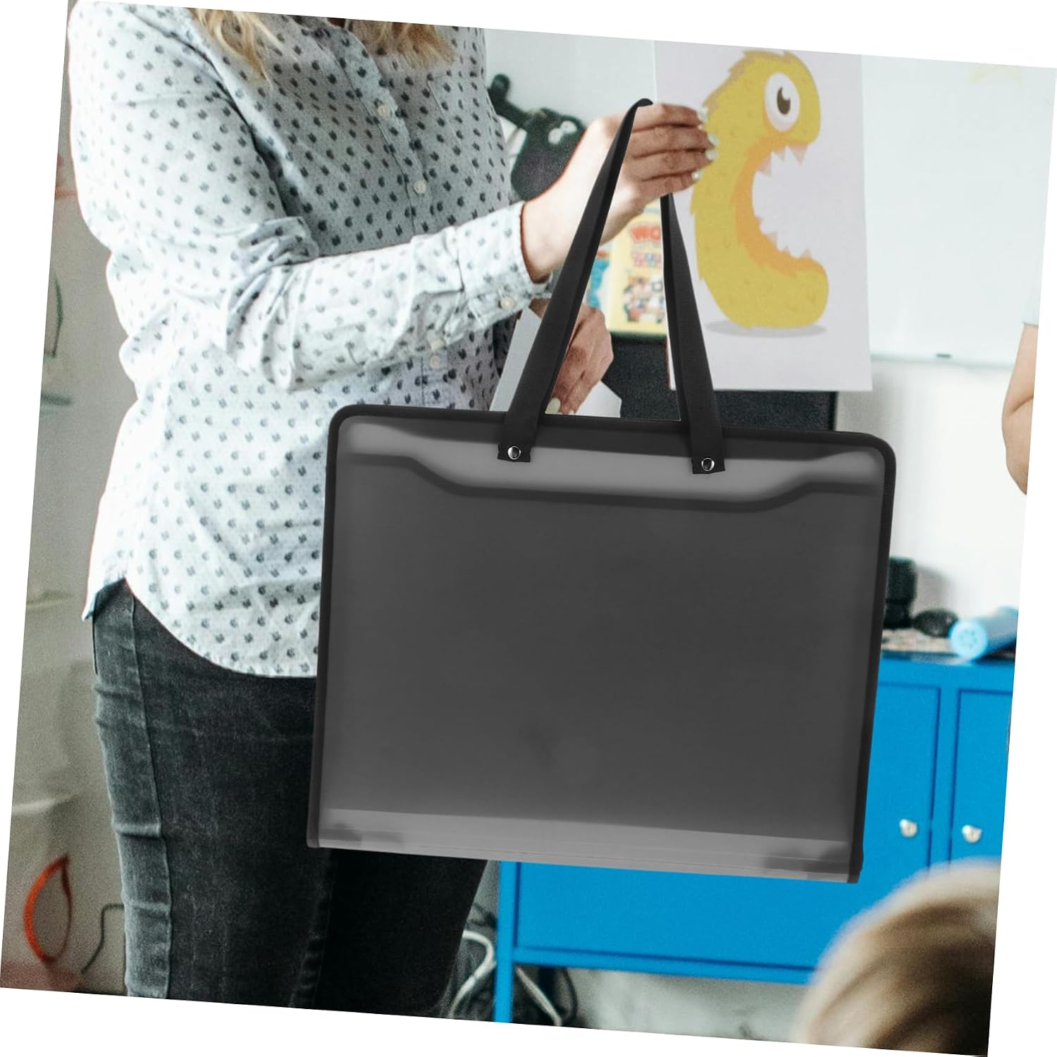 Art Organizer Storage Art Portfolio Bag Plastic Folder Buckled Pouch for Documents