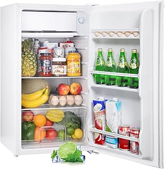 Upstreman 91L Under Counter Fridge with Chiller Box, Single Door Small Fridge, Adjustable Thermostat, Mini Refrigerator for Bedroom, Office, Dorm, BR321 (White) [Energy Class E]