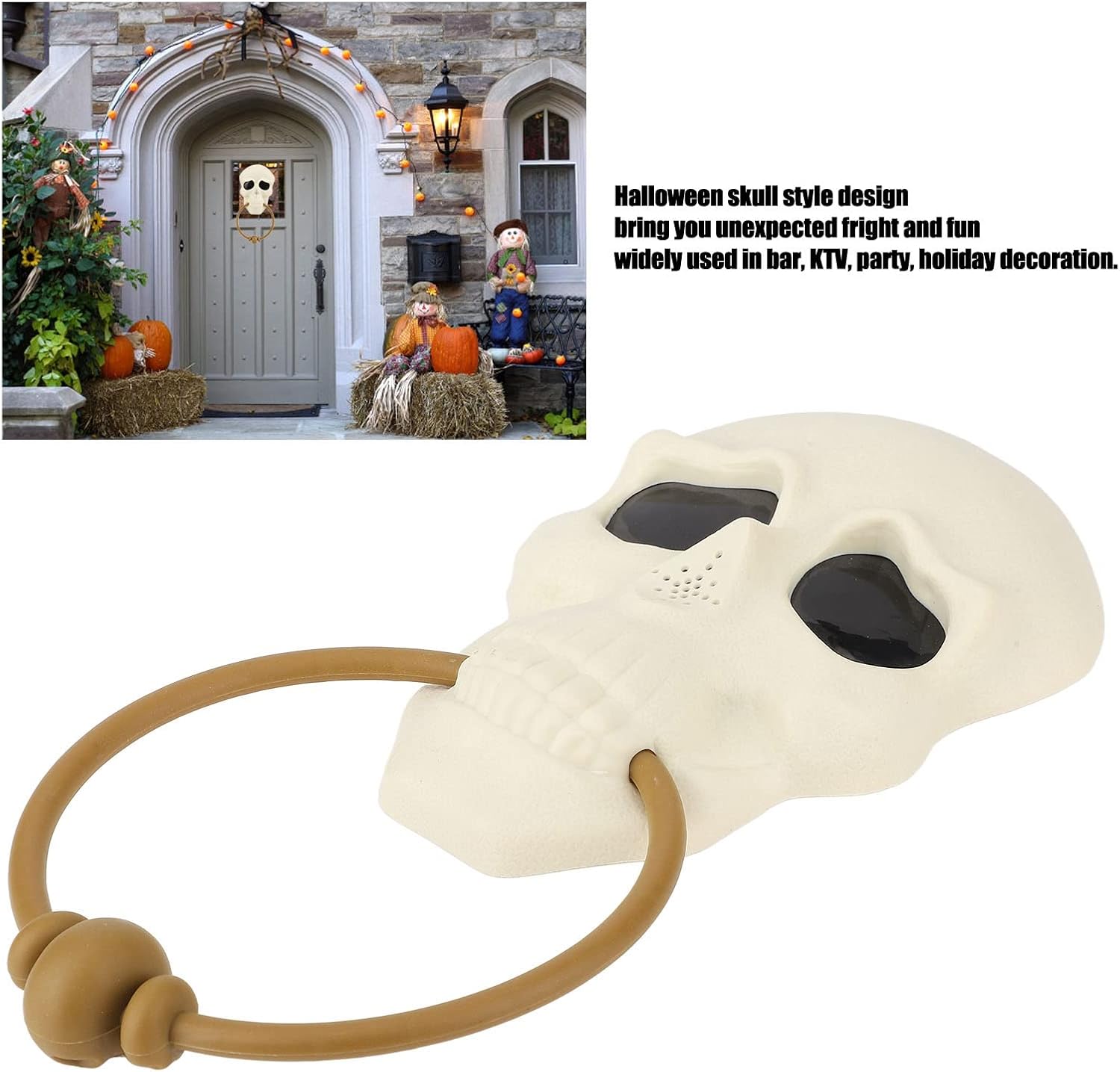Aladeno Halloween Doorbell with Light Sound Decoration Prop Halloween Decorations 11.42 x 5.12in Scary Halloween Door Decorations Skull Door Bell for Haunted House Halloween Party