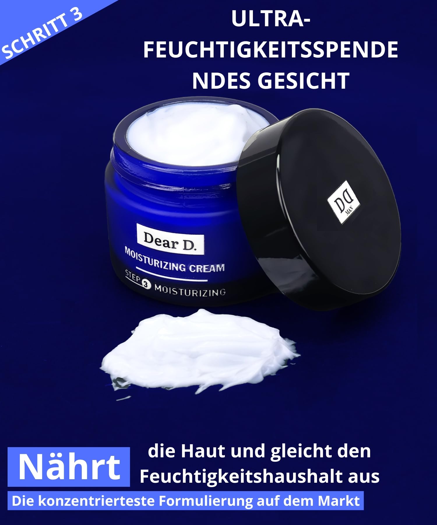 Dear D. Box Kit Hautpflege für das Superior-Gesicht | 4-Schritte-Routine mit Gesichtswäsche, Gesichtspeeling, Feuchtigkeitscreme, Augenkonturcreme | Set Hautcremes für Männer Made In Italy