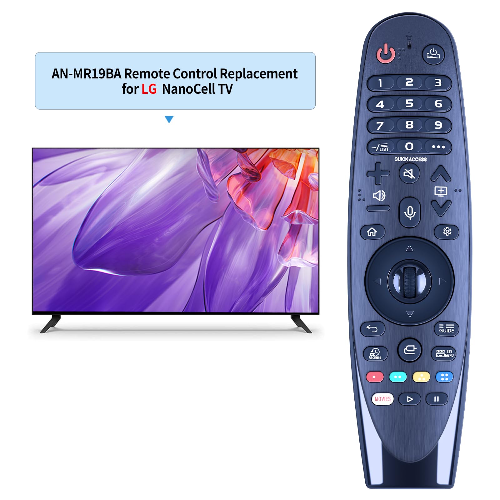 AN-MR19BA Replacement Remote Control for LG ULTRA HD 4K TV 75UM7110PLB 70UM7100PLA 65UM7100PLA 60UM7100PLB 55UM7100PLB 49UM7100PLB 43UM7100PLB 65UM7400PLB 55UM7400PLB 49UM7400PLB(No Voice Function) - Image 2