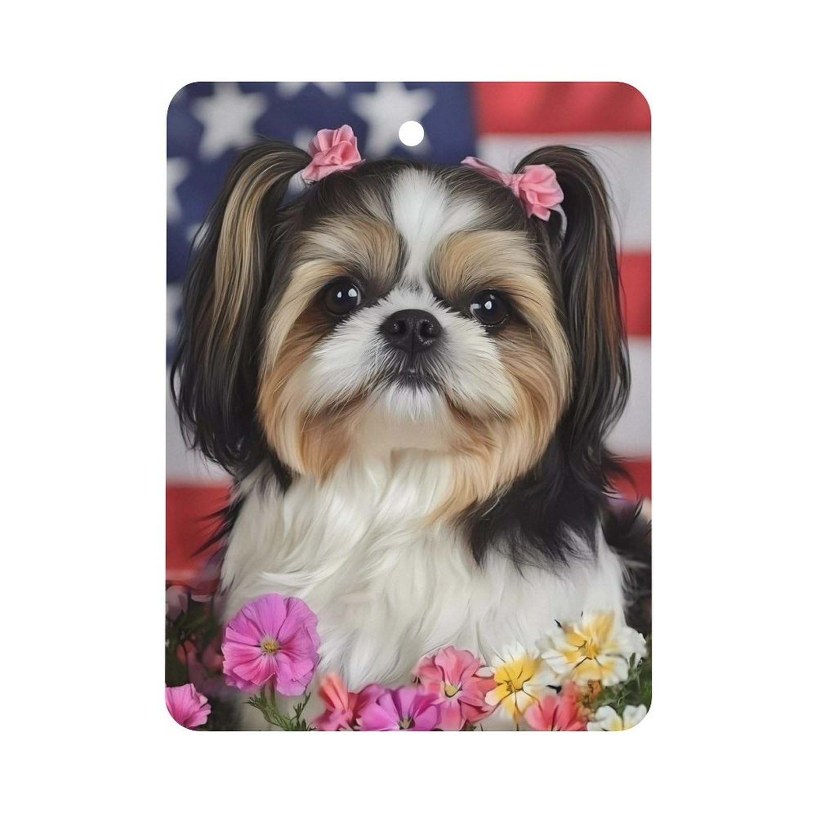 Shih Tzu Dog And Flowers Car Air Freshener Hanging Aromatherapy Tablets for Car Accessories Square