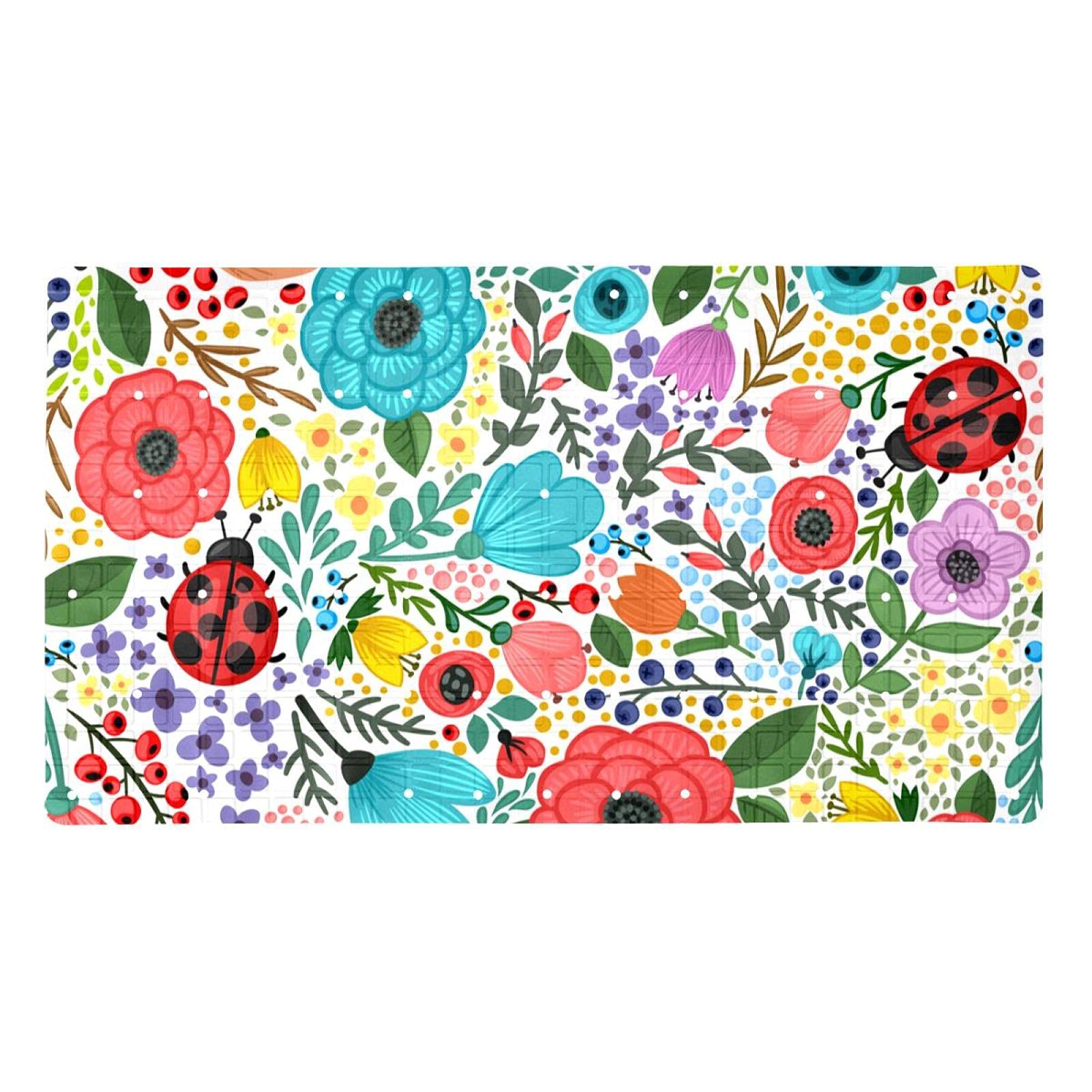Tapis de bain antidérapant floral pour éviter les glissades dans la baignoire