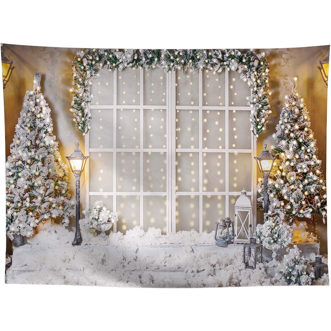 Allenjoy 8x6ft White Winter Photography Backdrop for Pictures Holiday Christmas Tree Newborn Baby Shower Family Portrait Photos Xmas Birthday Party