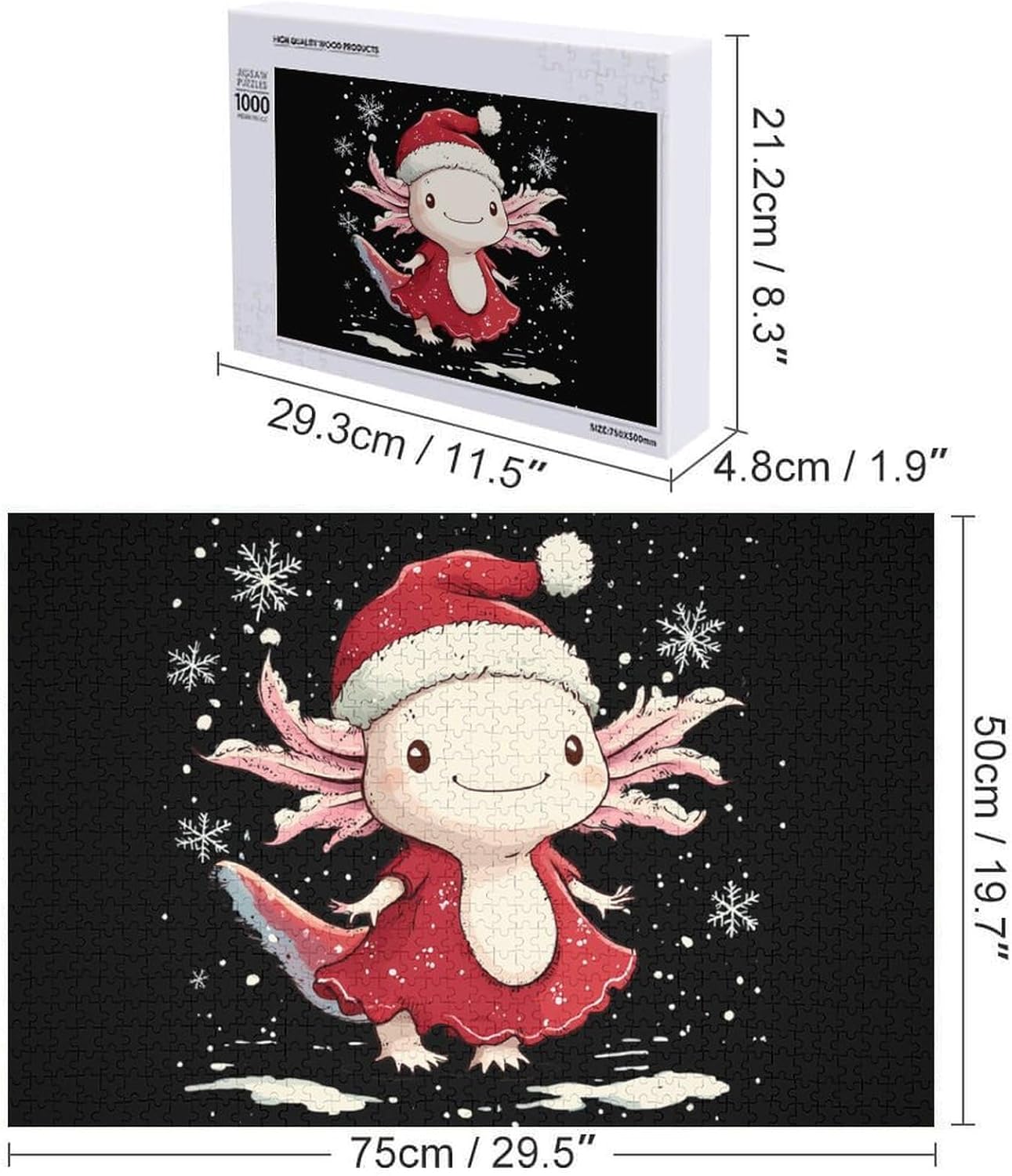 Christmas Axolotl Wood Puzzle Challenging Jigsaw Puzzles for Women Men