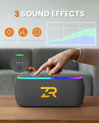 Miniatura 2 de Altavoz Bluetooth, altavoces inalámbricos portátiles con ganchos, ecualizador de graves profundos de 40 W, IPX6 impermeable, Bluetooth 5.3 TWS,