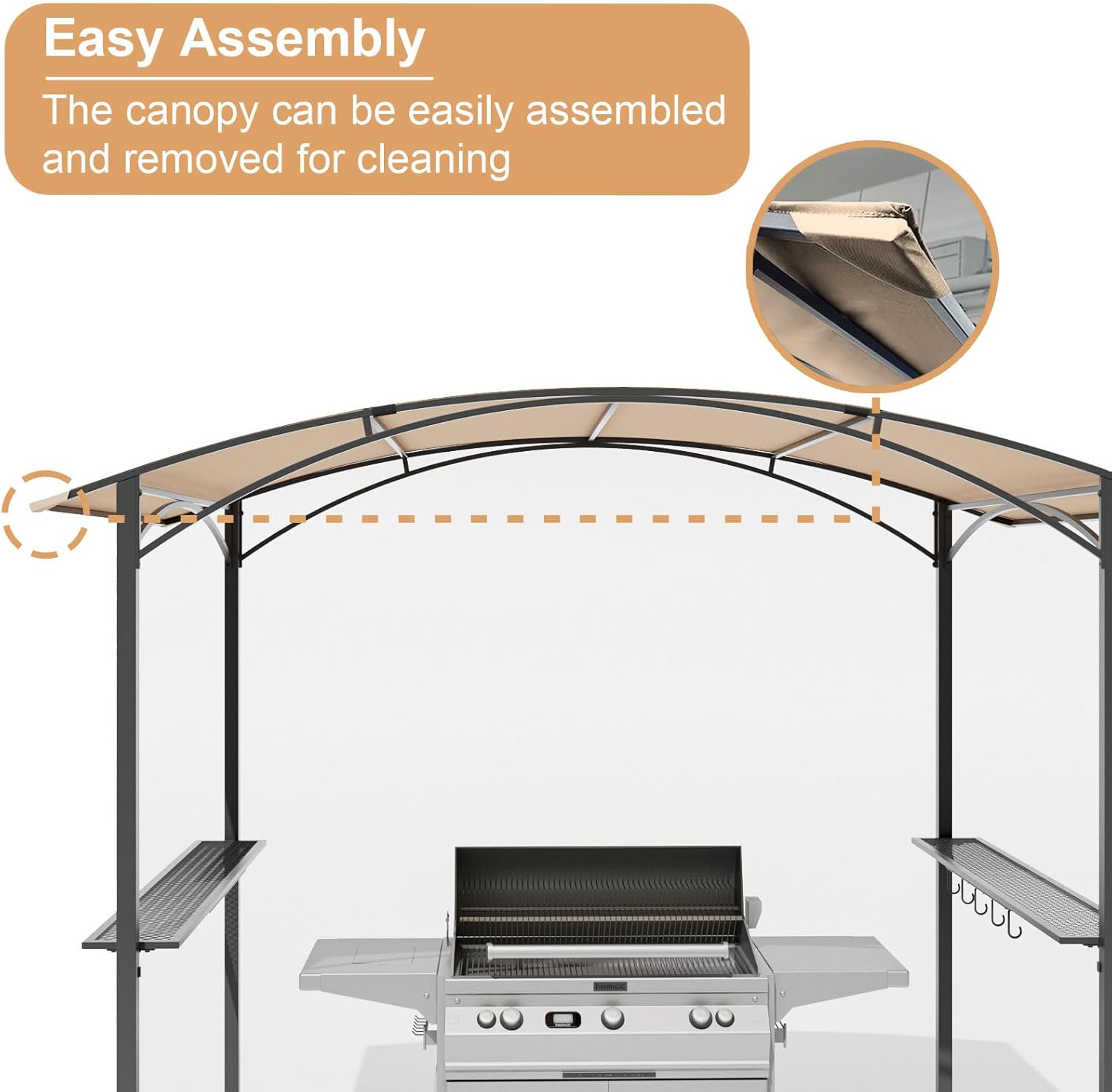 Illustration of easy canopy assembly and removal