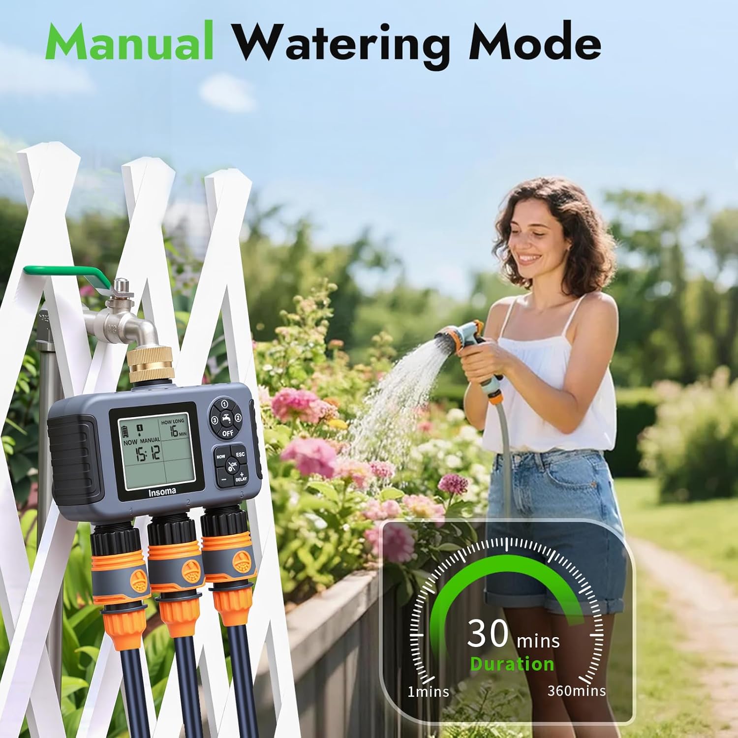 Insoma Water Timer Manual Watering Mode