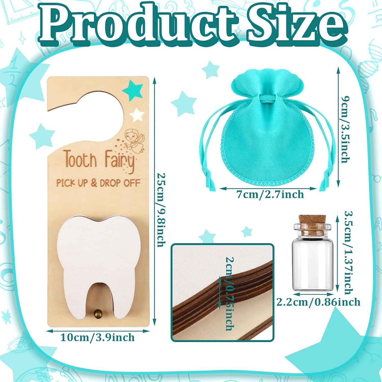 DoubleFill Tooth Fairy Gift Holder Bag Door Hanger Tooth Fairy Kit Stores Lost Teeth Keepsake Box Easter Gift World Oral Health Day Gifts for Lost Teeth Boy Girl(Classic,Lake Blue)