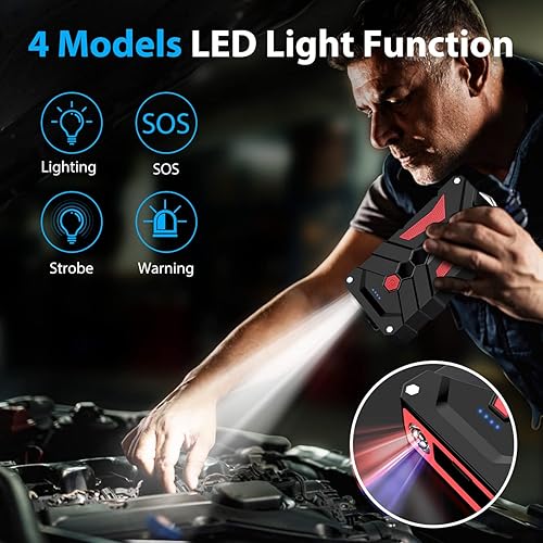 Miniatura 9 de Arrancador de coche con compresor de aire, BIUBLE Jump Starter 4500A 150PSI Inflador para hasta todo el gasolina o motor diésel de 10.0L 12V batería