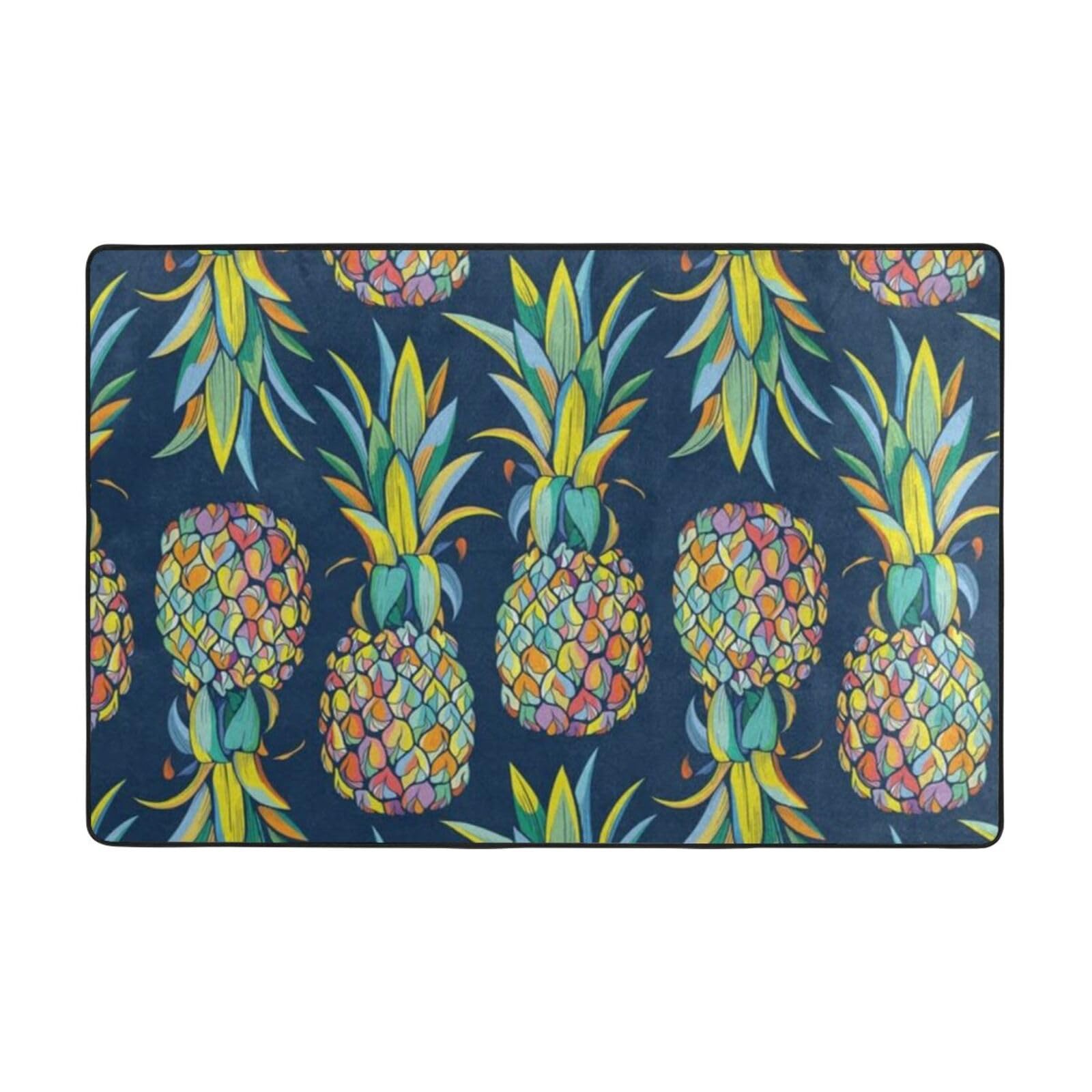 Tapis de salle de bain antidérapant ananas flanelle rectoraire sécurisé pour salon et cuisine