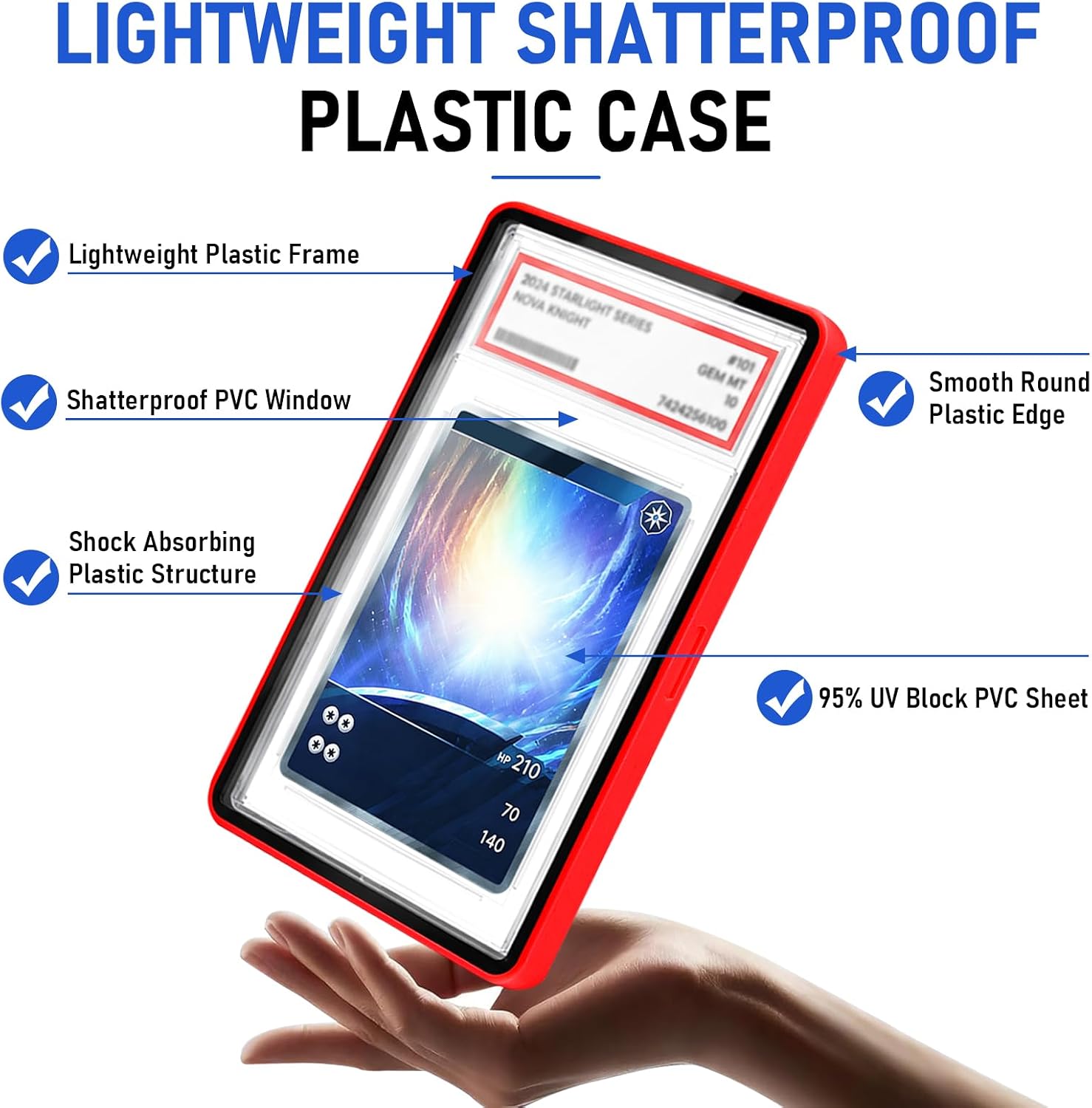 Magnetic PSA Slab Protector Case Red, UV-Resistant Shatterproof PVC Window image 2
