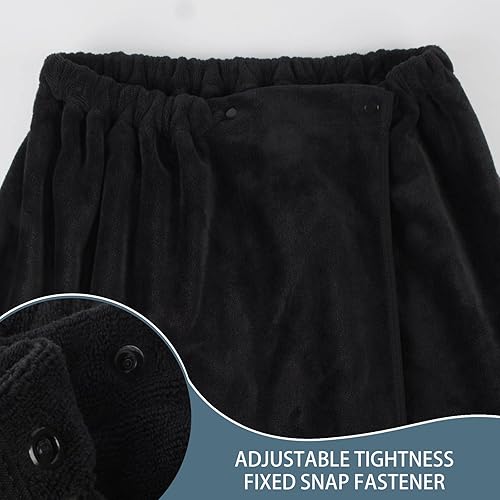 Miniatura 4 de SINLAND Toallas de baño de microfibra ligeras hasta la rodilla para mujer, con cierre ajustable, 32 x 60 pulgadas, color negro
