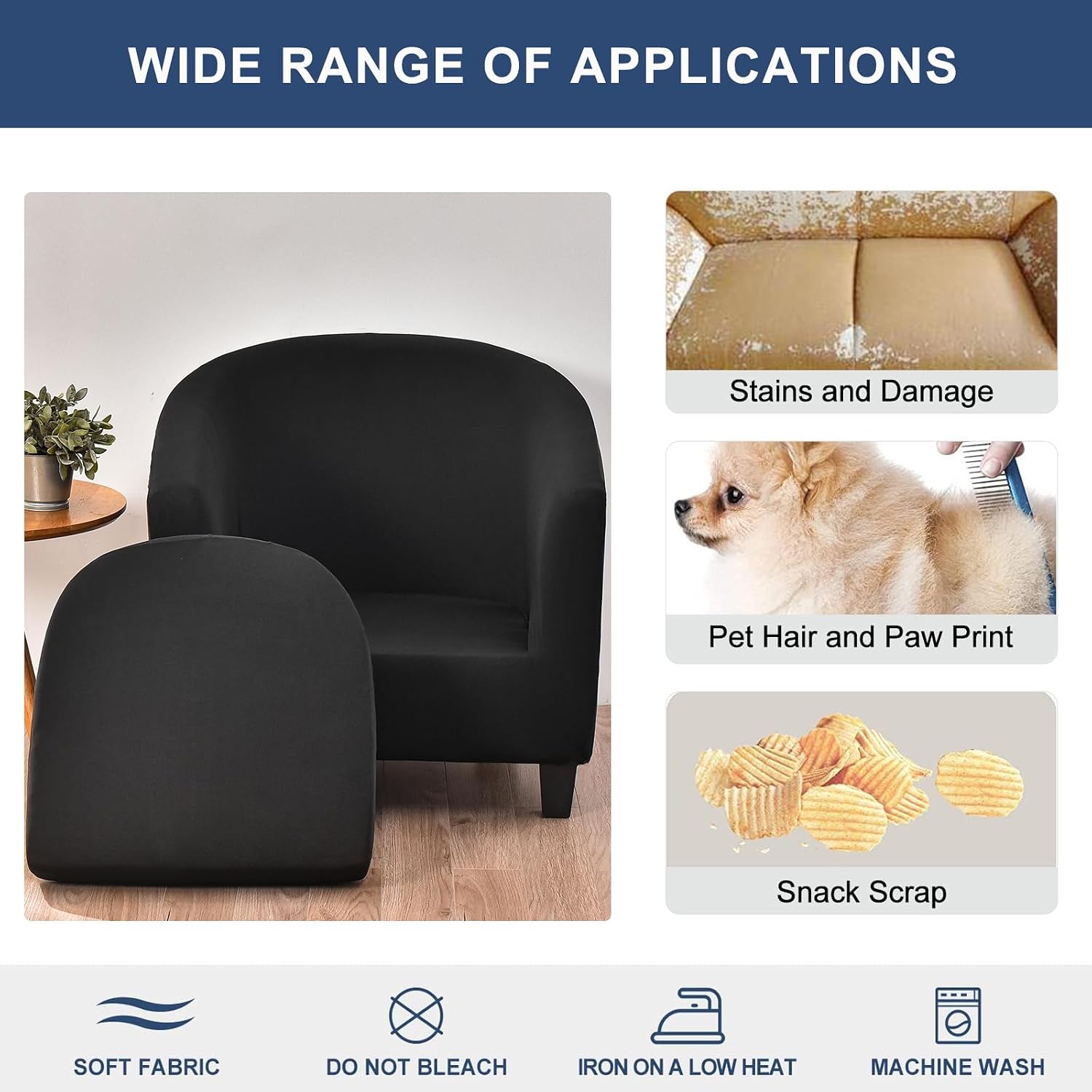 NILUOH Club Chair Slipcover 2 Piece Soft Stretch Tub Chair Cover Barrel Chair Covers Armchair Covers Spandex Couch Covers Furniture Protector for Bar Counter Living Room,Color 11
