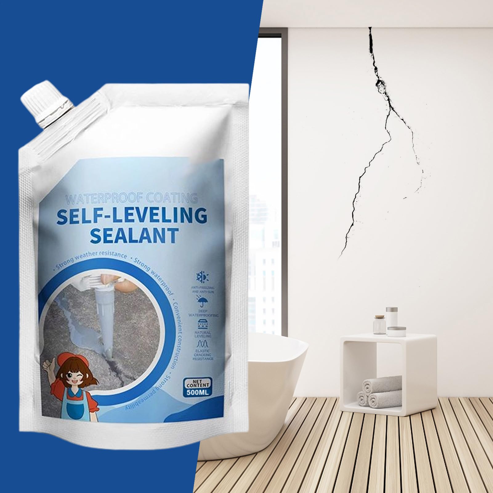 Sellante Autonivelante | 400ml Sellador Elástico Impermeable para Asfalto y Pavimento | Sellador Para Nivelación De Lechada Y Calafateo,Para Asfalto Suelos Paredes
