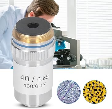 Achromatic Microscope Objective Lens, 40x High Magnification Microscope Objective Lens High Transmittance Achromatic Objective Lens with Protective Device for Microscope Accessories