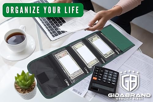 Miniatura 5 de GIDABRAND Organizador de dinero para dinero en efectivo, 7 ranuras con tarjeta en blanco, organizador de billetera para presupuestos, viajes,