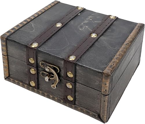 Miniatura 12 de Caja de madera KUMGROT con tapa con bisagras - Caja de regalo vintage con superficie escribible, caja de almacenamiento de madera maciza hecha a