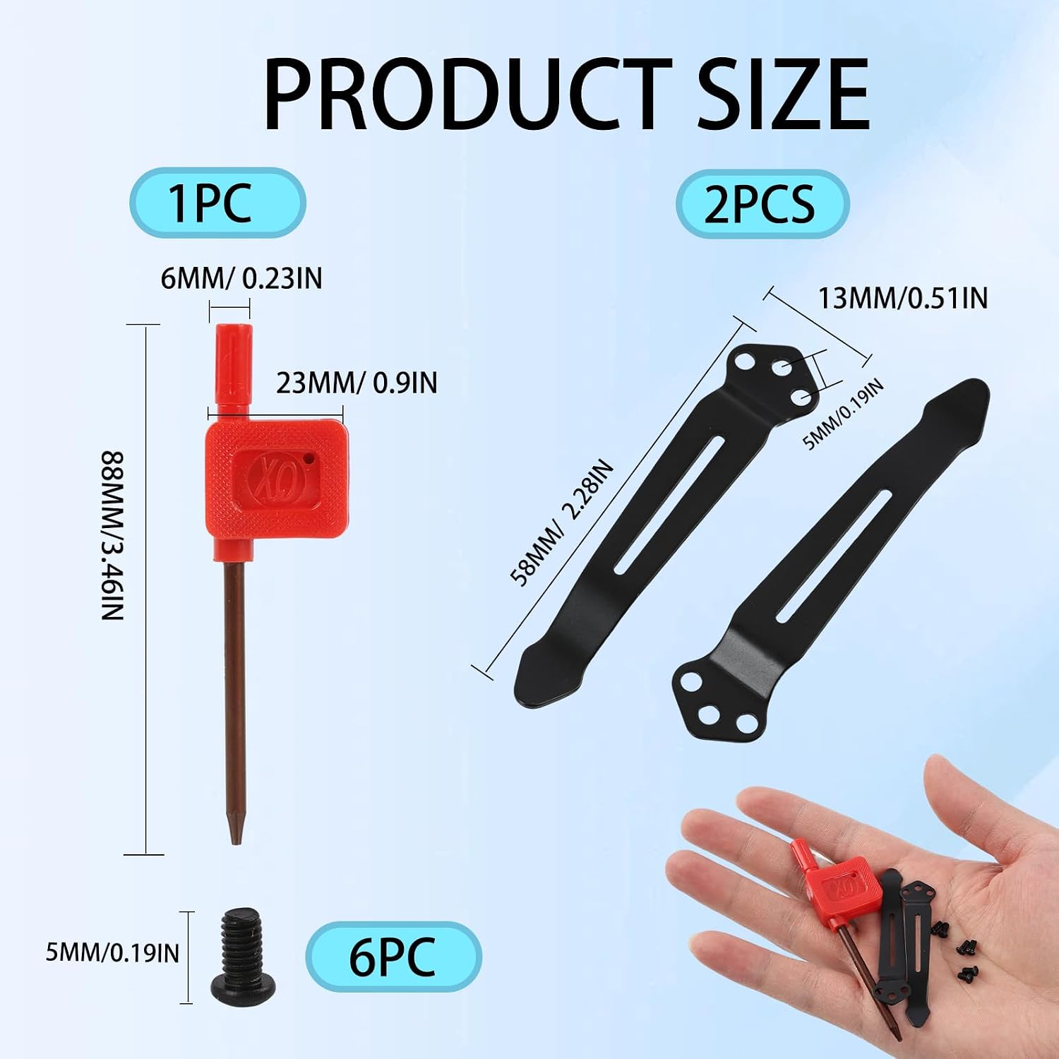 9 Pcs Deep Carry Pocket Clip Replacement, EDC Repair Hardware for Outdoor Gear and Everyday Carry Organizers, 2 Metal Clips with 6 Screws and 1 Screwdriver