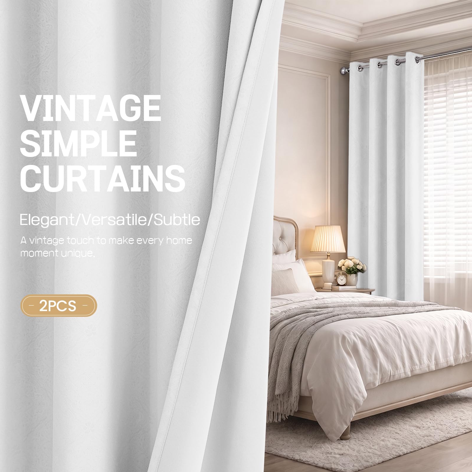 Ystyle Tende Oscuranti per Interni 2 Pezzi, 140x260 CM, Bianco