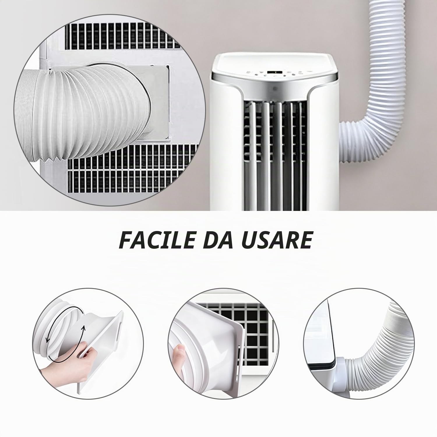 Accoppiatore di Scarico per Tubo Flessibile del Condizionatore D'aria Connettore per Tubo Flessibile Ca Portatile da 5 Pollici Filettatura in Senso Orario E Antiorario Adattatore per Tubo Flessibile