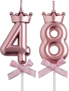 48th 84th Birthday Candles, Rose Gold 84 48 Year Old Cake Topper Number Birthday Candles, Birthday Party Decorations Gifts for Women Men