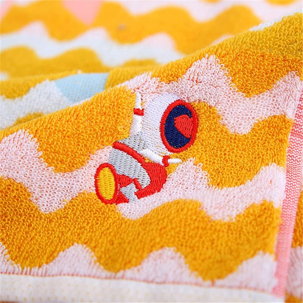 Pure Cotton Children's Towel Soft and Household Face Wash Absorbent Small Towel Embroidery (Color : A, Size : 2pcs 50 * 26cm)(A 2pcs 50 * 26cm)