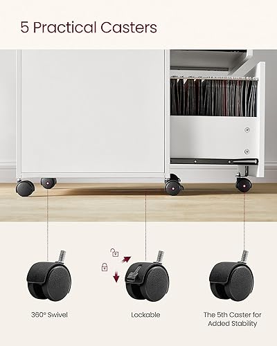 Miniatura 16 de VASAGLE Archivador móvil con ruedas, 2 cajones, estante abierto, para A4, tamaño carta, carpetas colgantes, gris carbón y negro tinta UOFC071B04