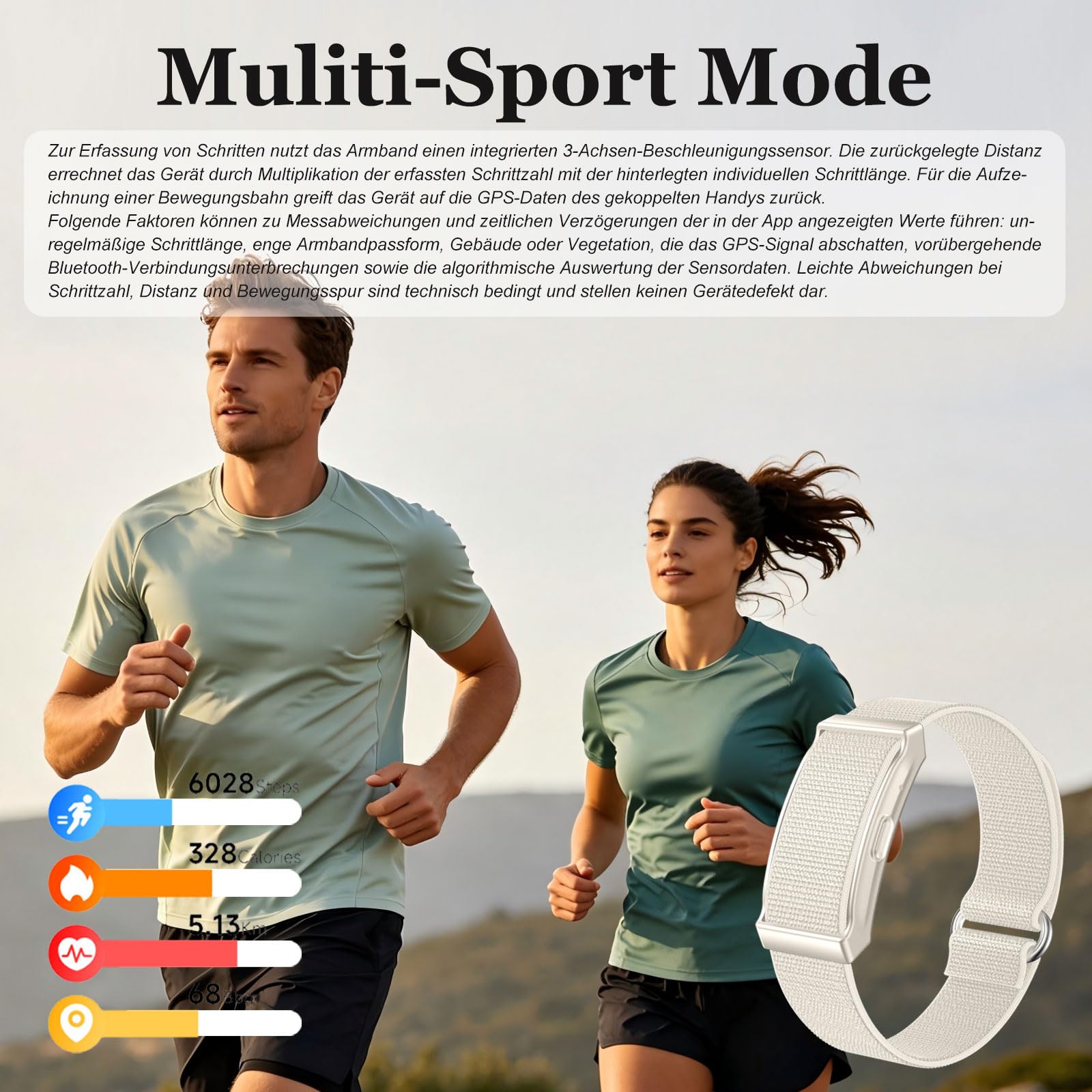 findtime Pulsera de actividad sin pantalla, podómetro, monitor de sueño, monitor de frecuencia cardíaca, calorías, seguimiento de distancia, modos multideporte, IP68, resistente al agua, ligero, 2