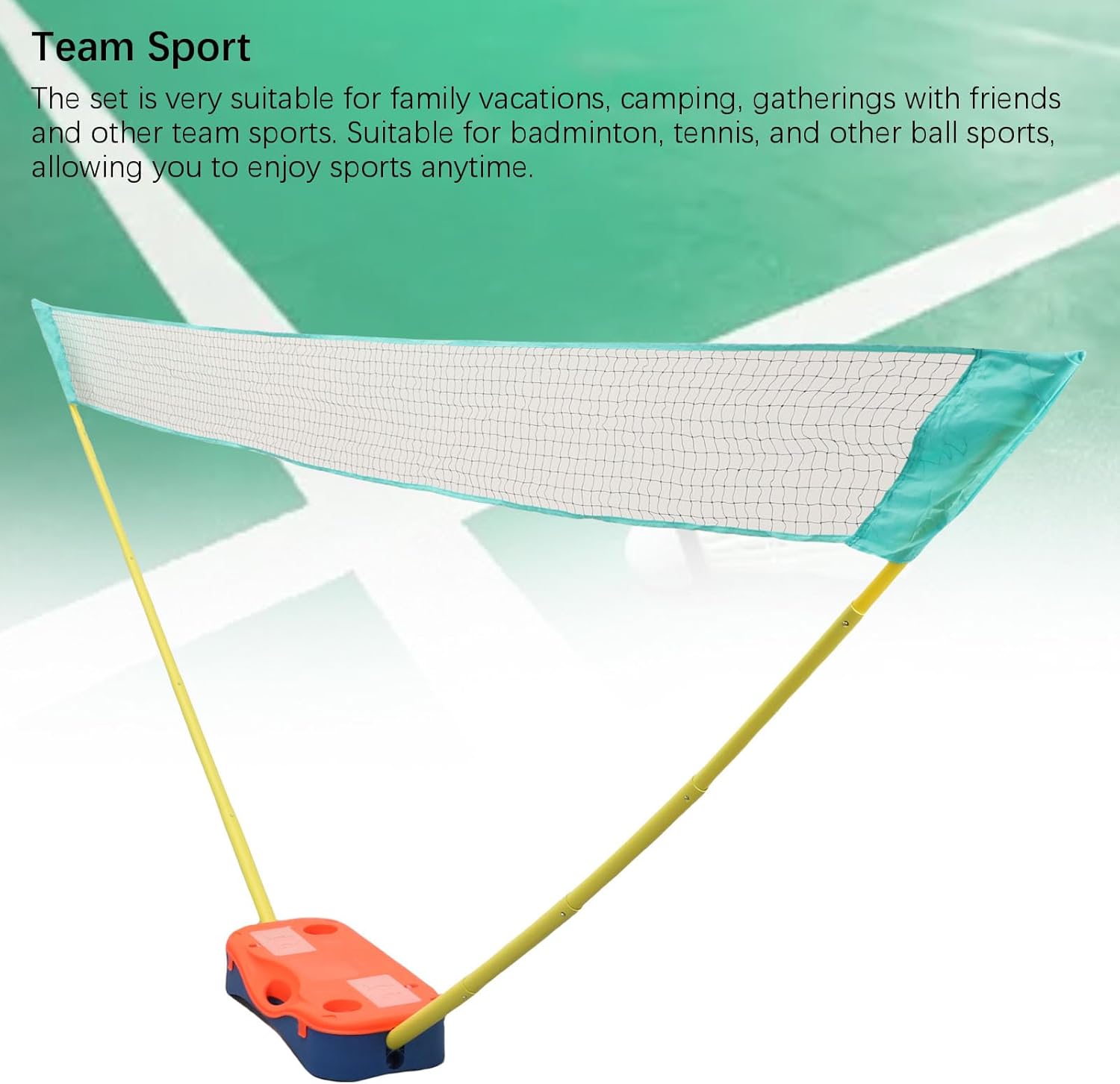 aqxreight Portable Badminton Net Set with 13 1ft Net Storage Base Easy Setup for Indoor Game Backyard Blue Orange Anytime and This Now Portable Badminton NetBadminton BaseBadminton
