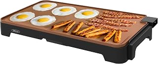 BELLA XL Copper Titanium Electric Griddle - 12x22 Inch Non-Stick Surface Cooks 15 Eggs, Easy Clean, Healthy Eco Coating