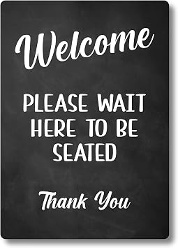 Please Wait Here To Be Seated Sign - Available as Freestanding or Adhesive Sign, ideal for cafes, restaurants or pubs Blackboard Effect Adhesive