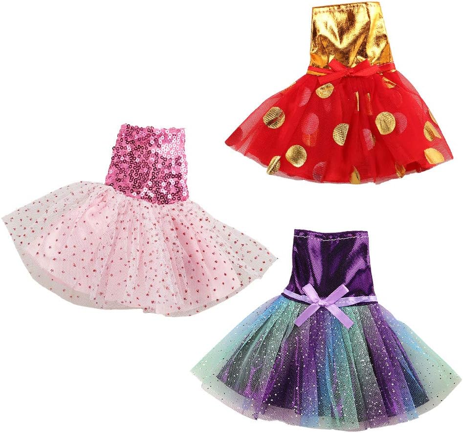 Miunana 3 Pcs Skirts and 6pcs Accessories Set Christmas Clothes Party Grown Skirts for E Doll (Not Include Doll) …