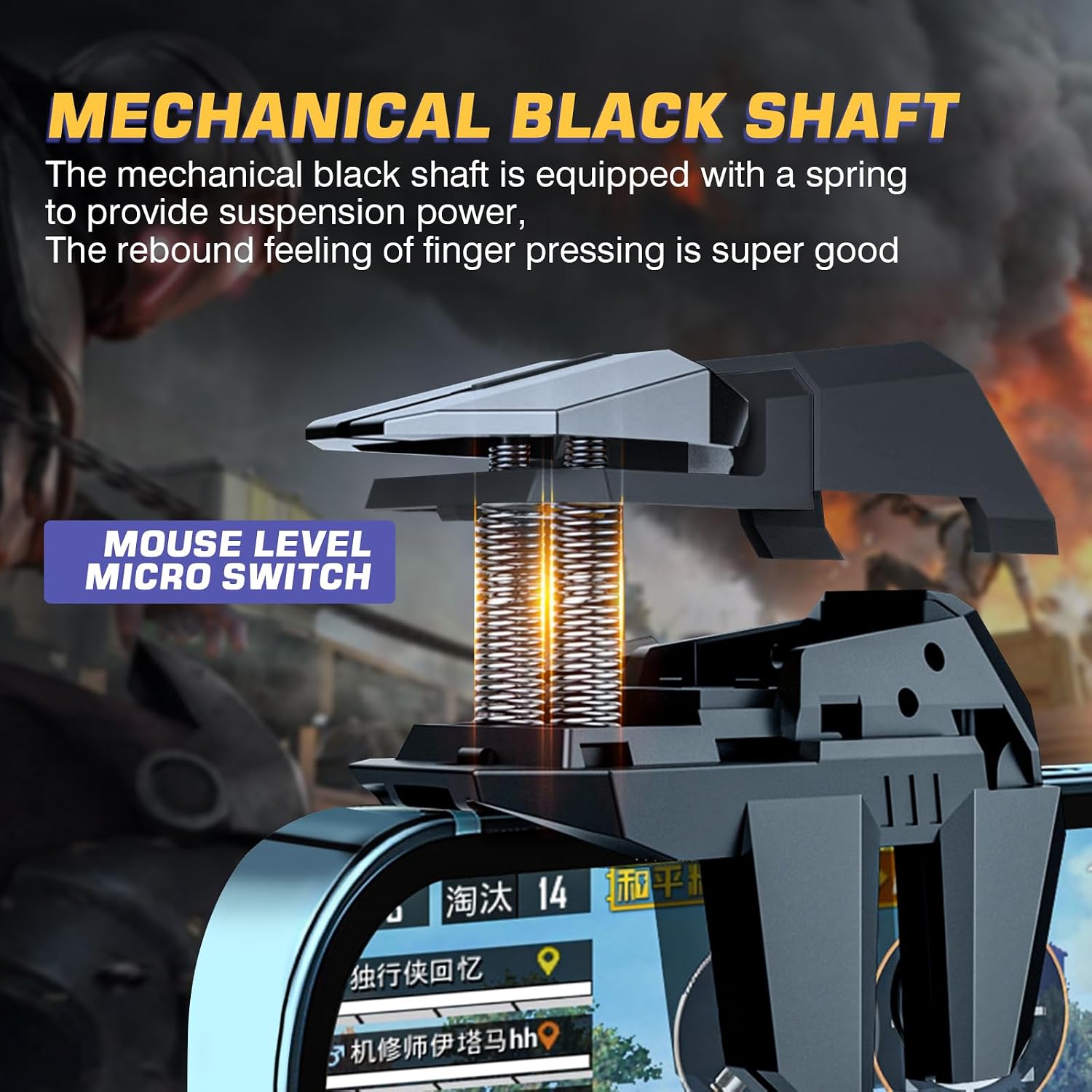 EasEasy PUBG Game Trigger, Mobile Phone Controller Compatible for PUBG/Rules of Survival/Knives Out, 6 Fingers Trigger with Sensitive Aim and Shoot Smartphone Joystick for iPhone & Android-Black