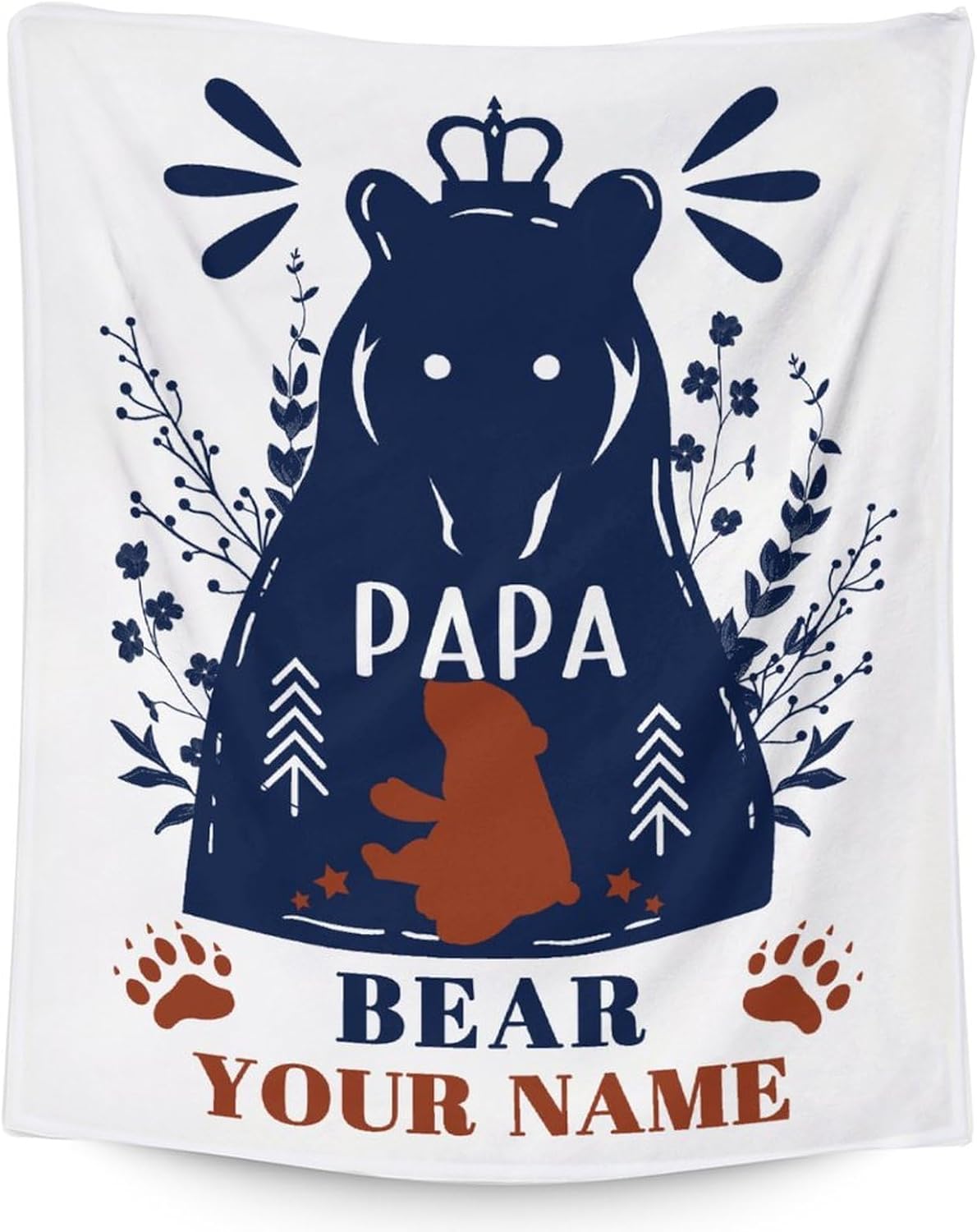 Personalized Bear Blanket with Name - Soft, Plush & Warm - 60x50 Inches Throw Size Blanket for Office, Chair - White Cute Throw Blanket Gifts for Kids, Adults