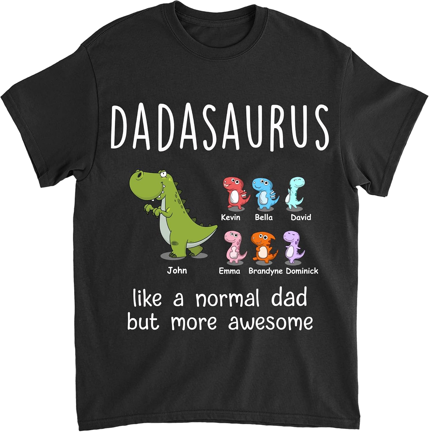 Gossby Personalized Dadasaurus Shirt - Custom Dinosaur Names T-Shirt for Dad Husband