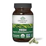 ORGANIC INDIA Neem Leaf Capsules - Herbal Supplement, Supports Skin & Immune Health, Vegan, Gluten Free, USDA Certified Organic - 90 Count