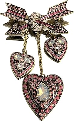 Vintage Heart Tassel Chain Brooch Anti-Wardrobe Malfunction Cupids Arrow Brooch Antique Gold Retro Style
