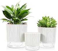 Vista 17 de Macetas de riego automático para plantas de interior, macetas, maceta de riego automático, 2 piezas de 4 + 5.3 pulgadas, rayas negras