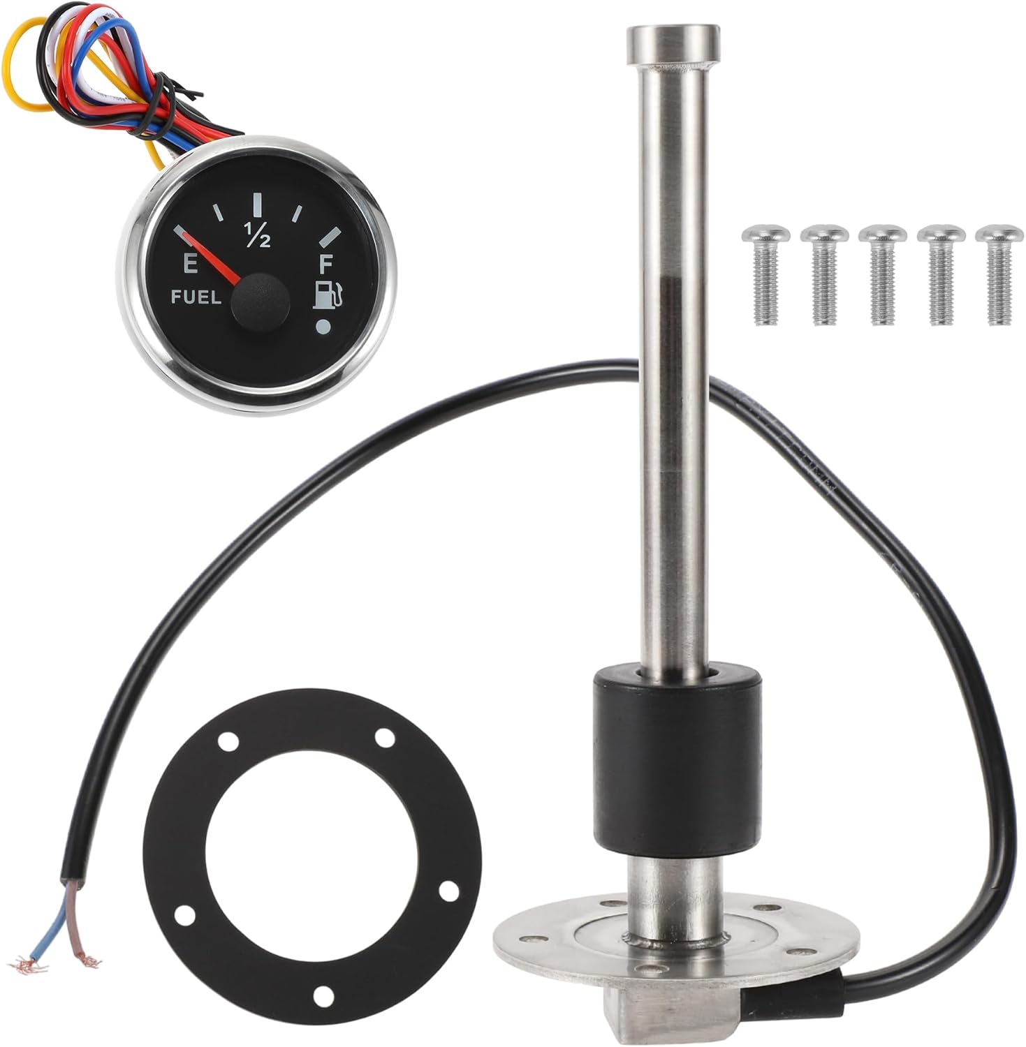 Fuel Sending Unit and Gauge Kit 241mm Length Boat Fuel Sending Unit Marine Fuel Sender Unit Metal Black Silver Tone 240-33 Ohm