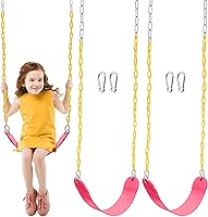 Vista 9 de TURFEE Paquete de 2 columpios para columpios al aire libre, kit de reemplazo de asiento de columpio con cadenas resistentes de 66 pulgadas, 4