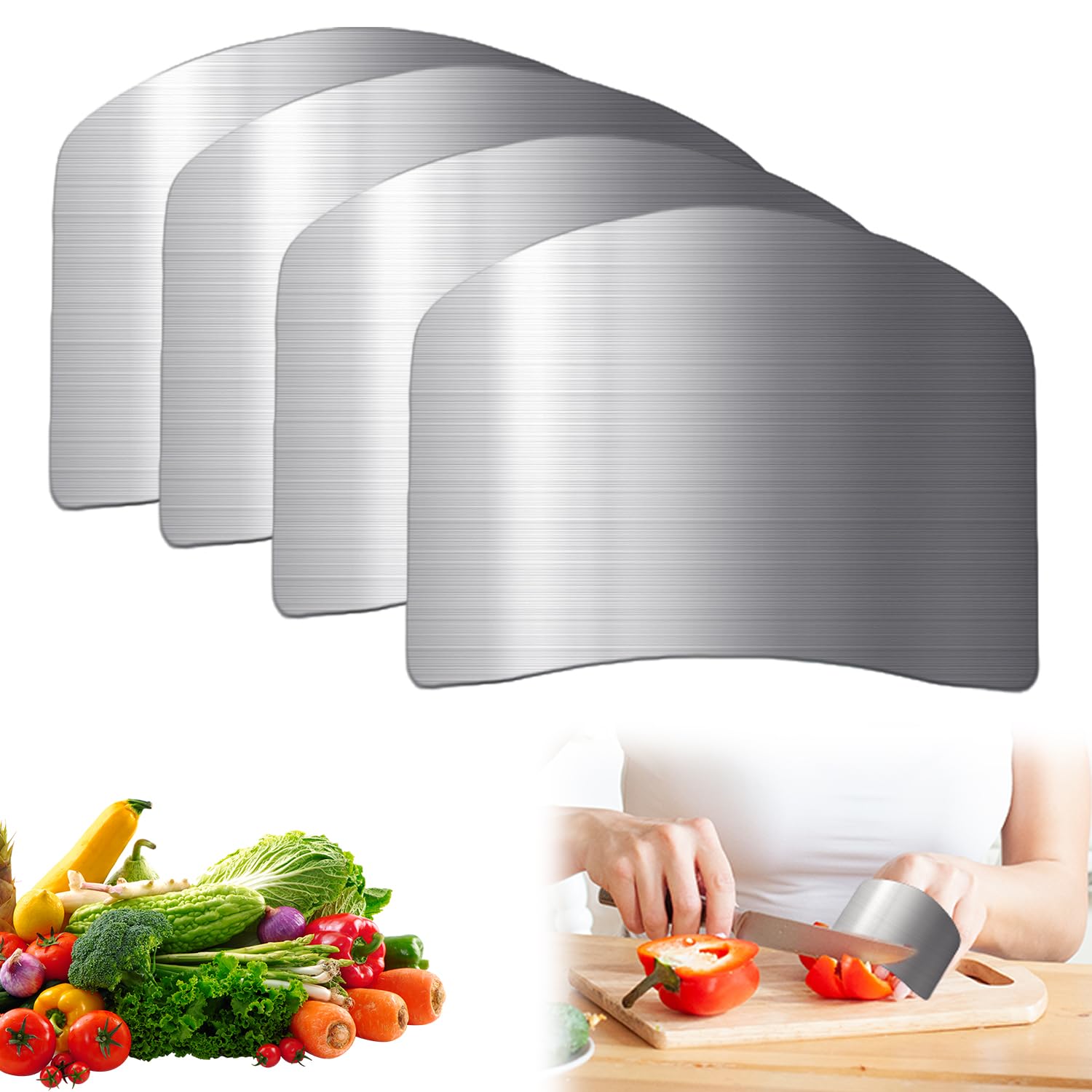 Stainless Steel Finger Guard，Universal Adjustable Finger Guard Protector Finger Guards，Finger Guards For Cutting Food For Cutting, Chopping, Dicing, Slicing