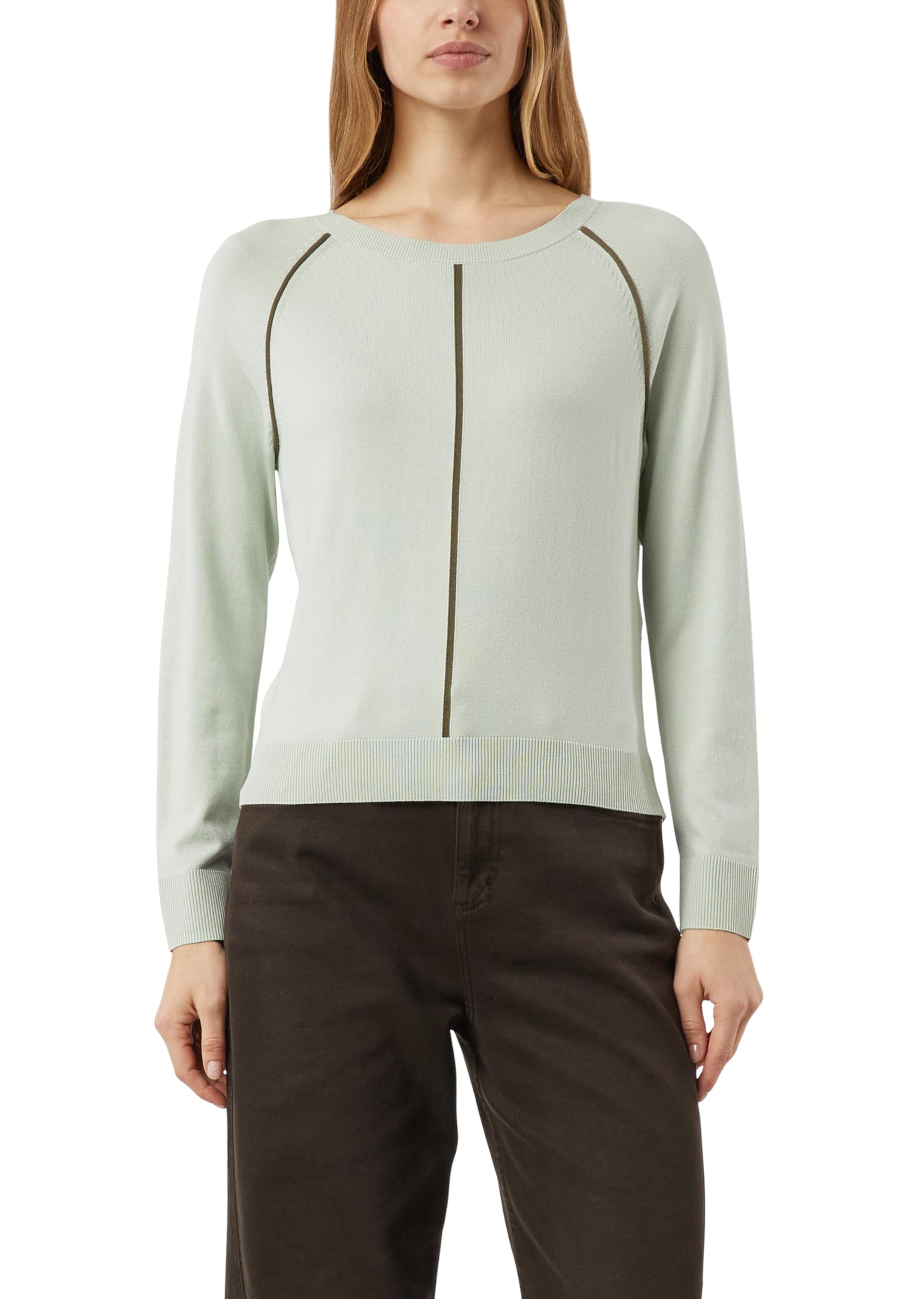 Comma Feinstrickpullover aus Viskosemix mit Kontrastreifen