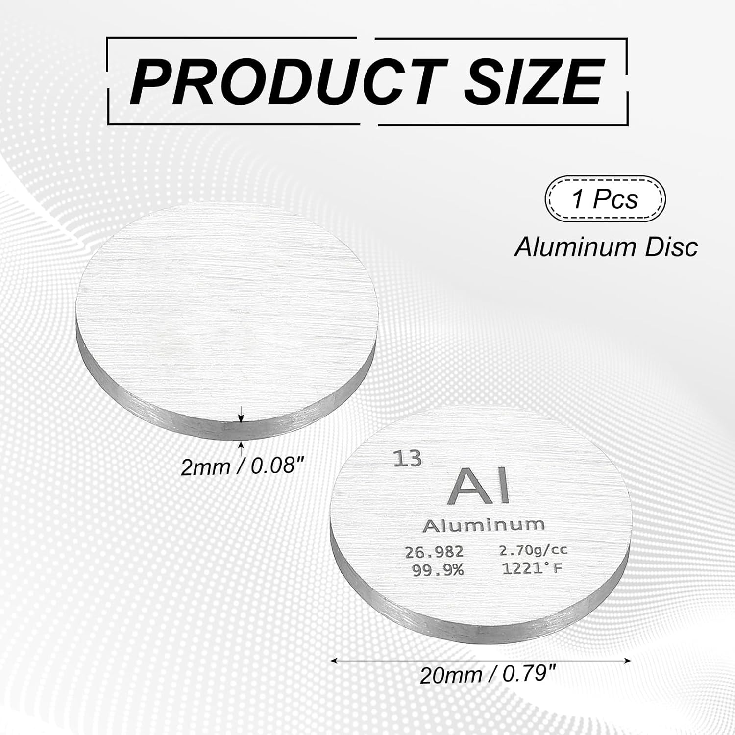 PATIKIL Aluminum Disc, 0.8 Inch Al Density Circle Sheets Plates High Density Element Cube Unique Metal Periodic Table for Collections Lab Experiment Chemistry Teacher Scientific