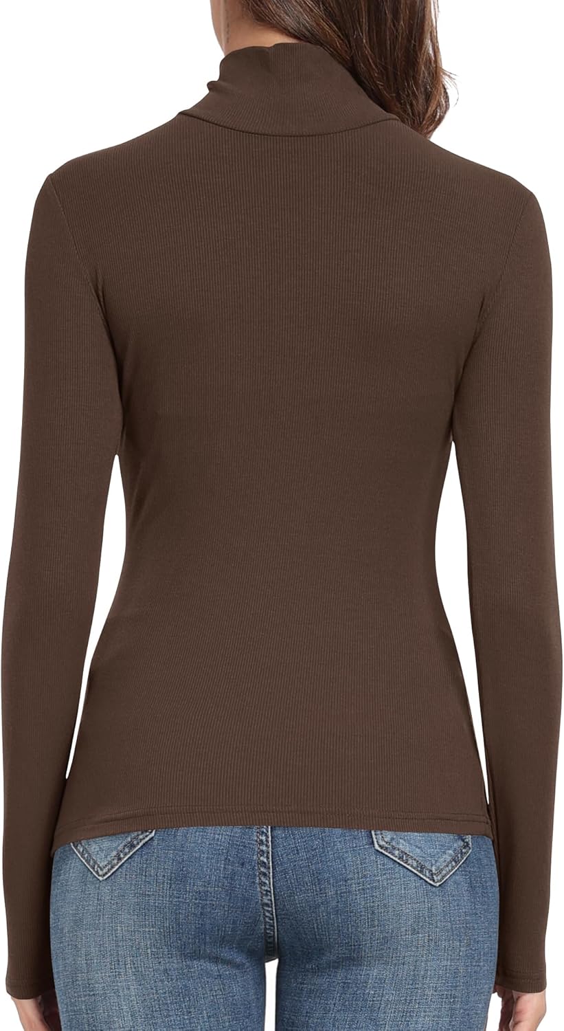 PALINDA Women's Ribbed Turtleneck Fitted Long Sleeve Shirts Basic Thermal Layering Tops - Image 4